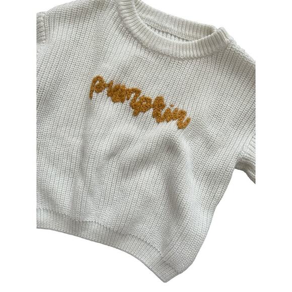 “Pumpkin” embroidered White Knit Sweater 73cm/9m - Picture 2 of 4